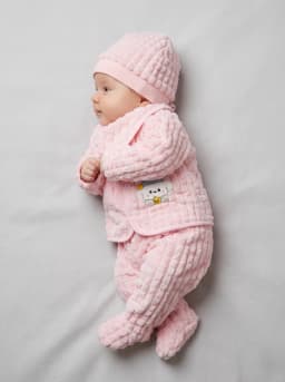 Baby Girls Light Pink Textured Fleece 5-Piece Winter Set