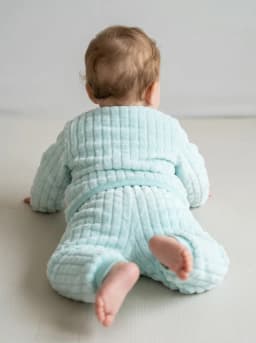 Baby Pastel Mint Blue and White Textured Fleece Top and Pyjamas Set