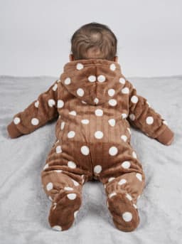 Baby Brown Polka Dot Hooded Fleece Footie Romper