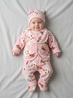 Baby Girls Light Pink Bunny Print 6-Piece Fleece Winter Set