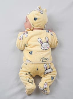 Baby Boys and Girls Pastel Yellow 6 Piece Fleece Swaddle and Clothing Set