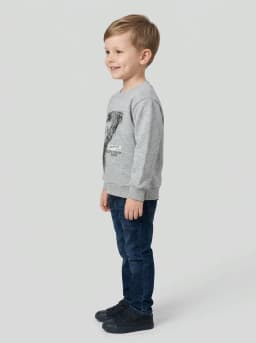 Boys Heather Grey Graphic Print Crew Neck Sweatshirt