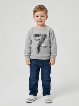 Boys Heather Grey Graphic Print Crew Neck Sweatshirt