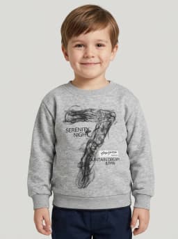 Boys Heather Grey Graphic Print Crew Neck Sweatshirt