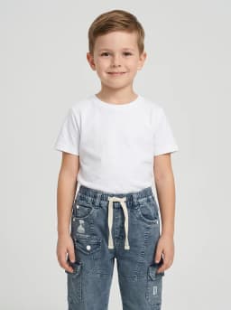 Boys Slate Blue Washed Denim Cargo Jogger Jeans