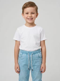 Unisex Sky Blue Washed Denim Jogger Jeans with Drawstring